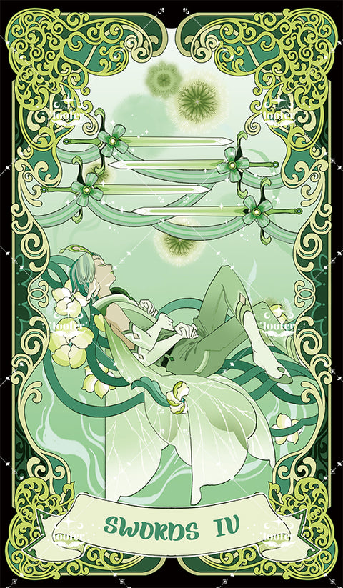 Green Trace Tarot – Four of Swords