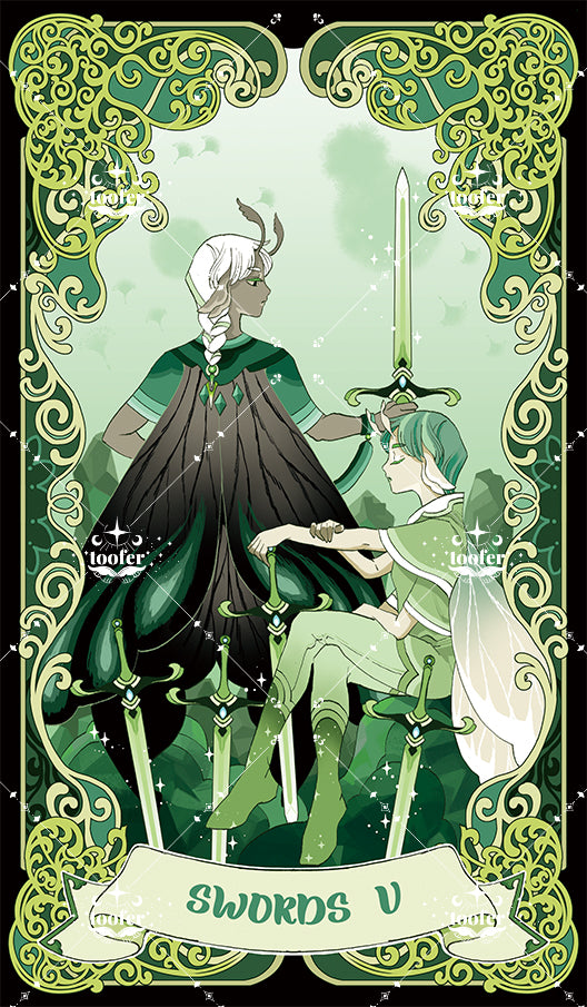 Green Trace Tarot – Five of Swords