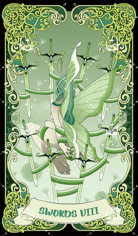 Green Trace Tarot – Eight of Swords
