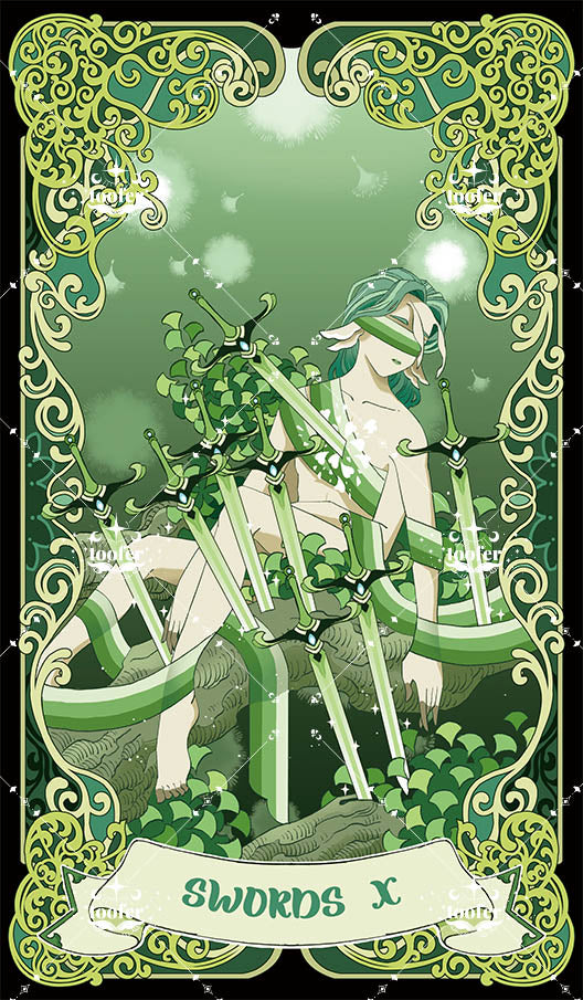 Green Trace Tarot – Ten of Swords