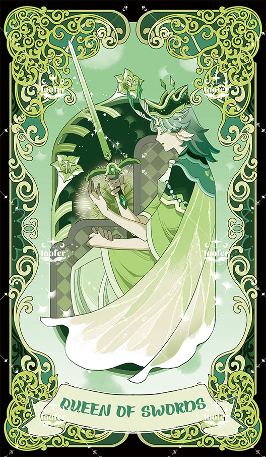 Green Trace Tarot – Queen of Swords
