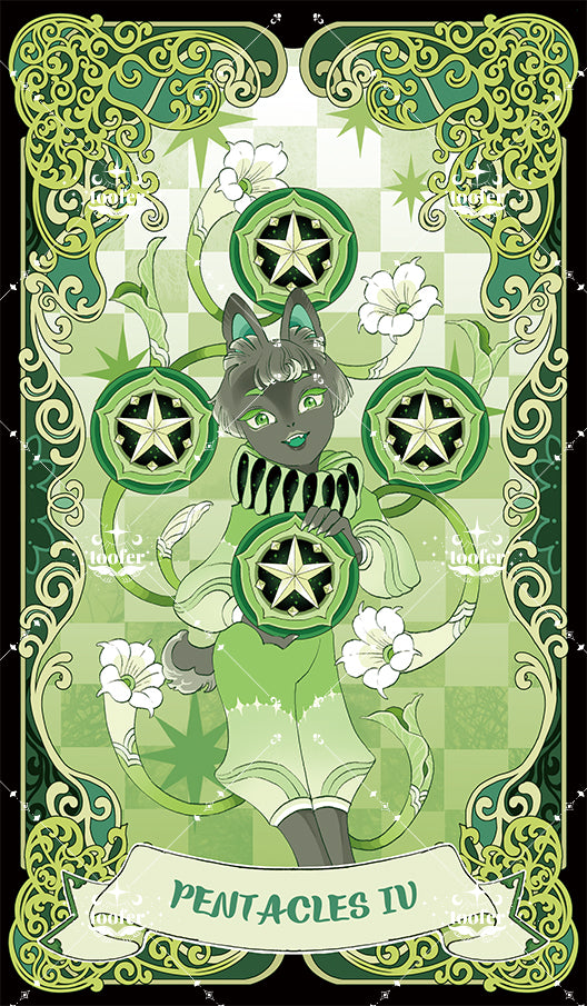 Green Trace Tarot – Four of Pentacles