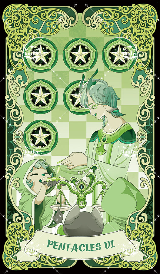 Green Trace Tarot – Six of Pentacles