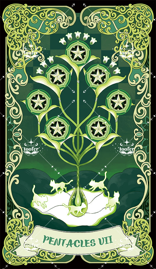 Green Trace Tarot – Seven of Pentacles