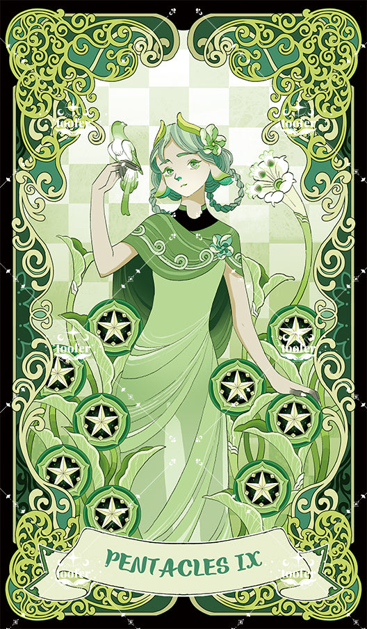 Green Trace Tarot – Nine of Pentacles