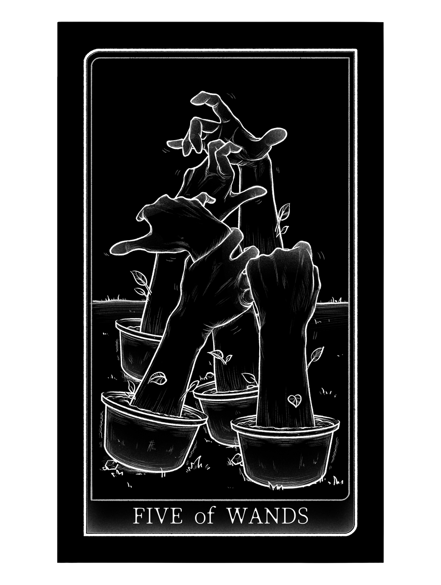Tarot of Hand – Five of Wands
