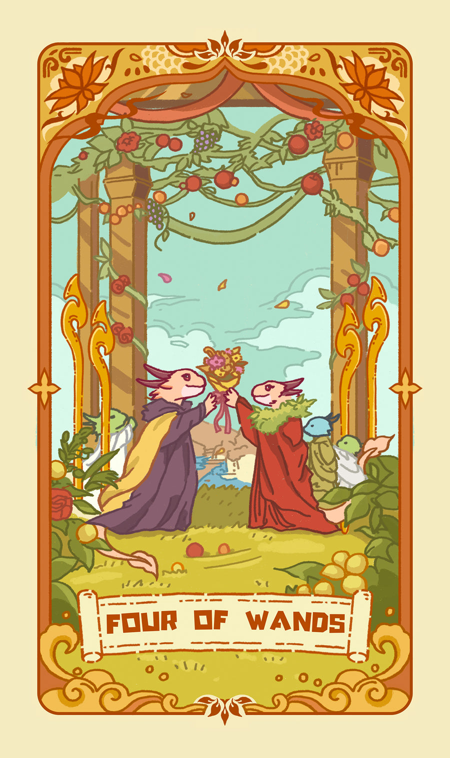 Loong's Dream Tarot – Four of Wands