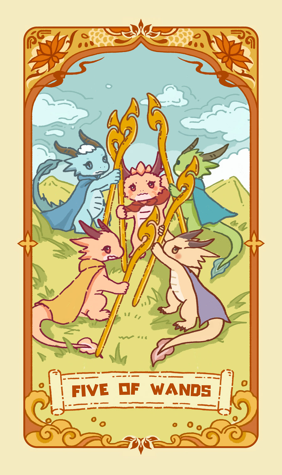 Loong's Dream Tarot – Five of Wands