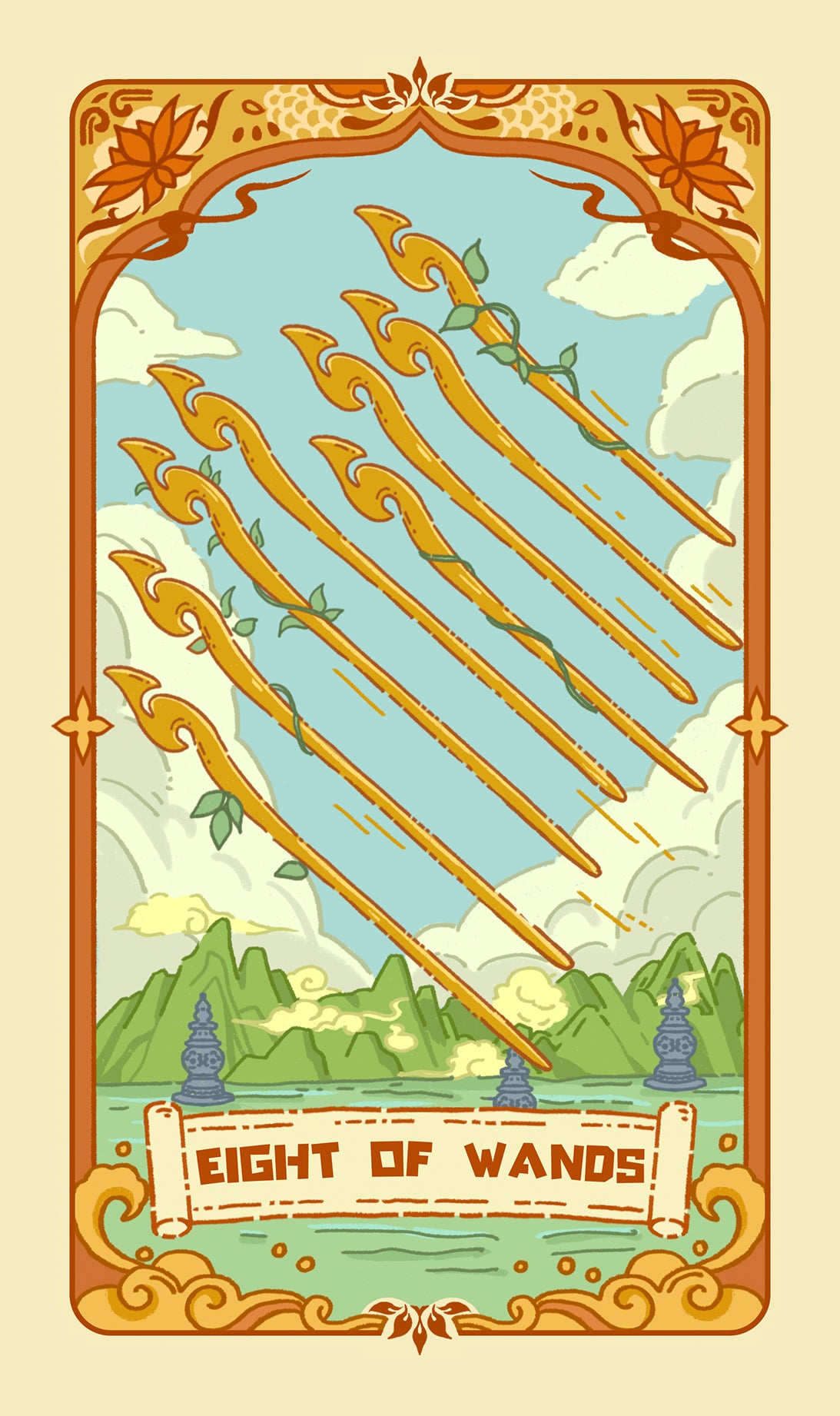 Loong's Dream Tarot – Eight of Wands