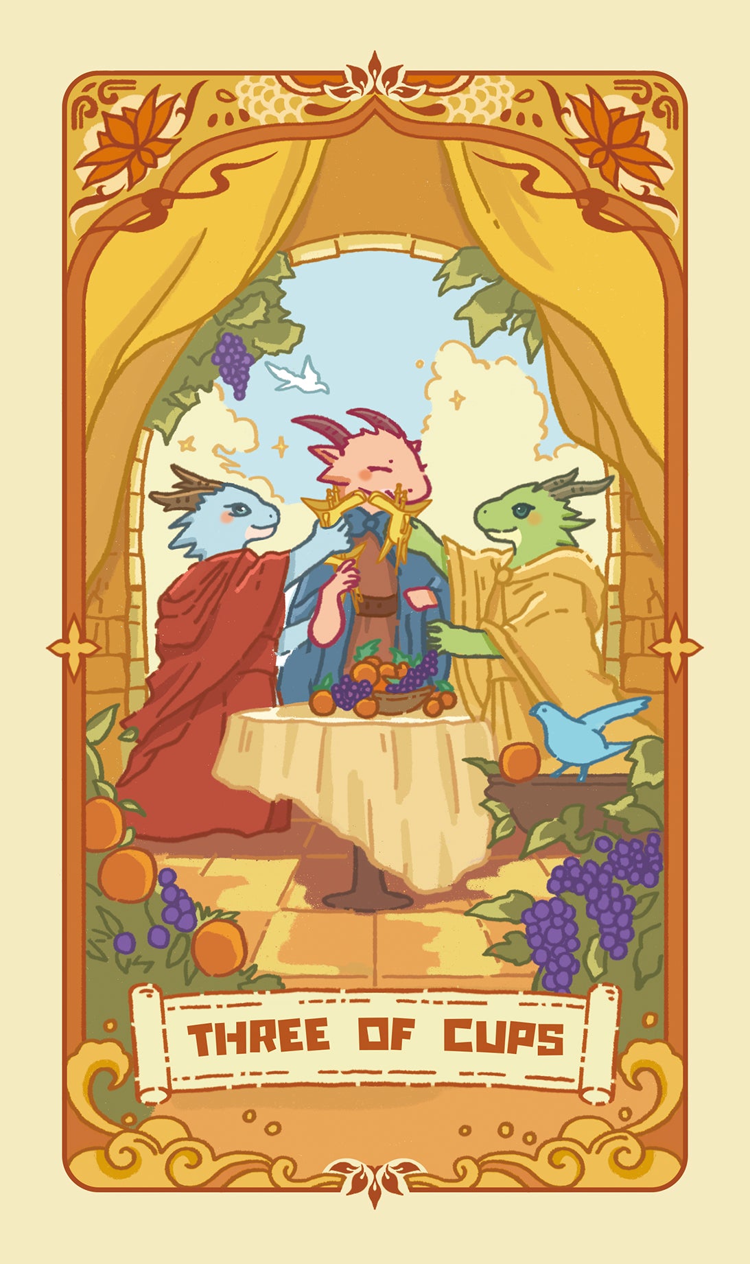 Loong's Dream Tarot – Three of Cups