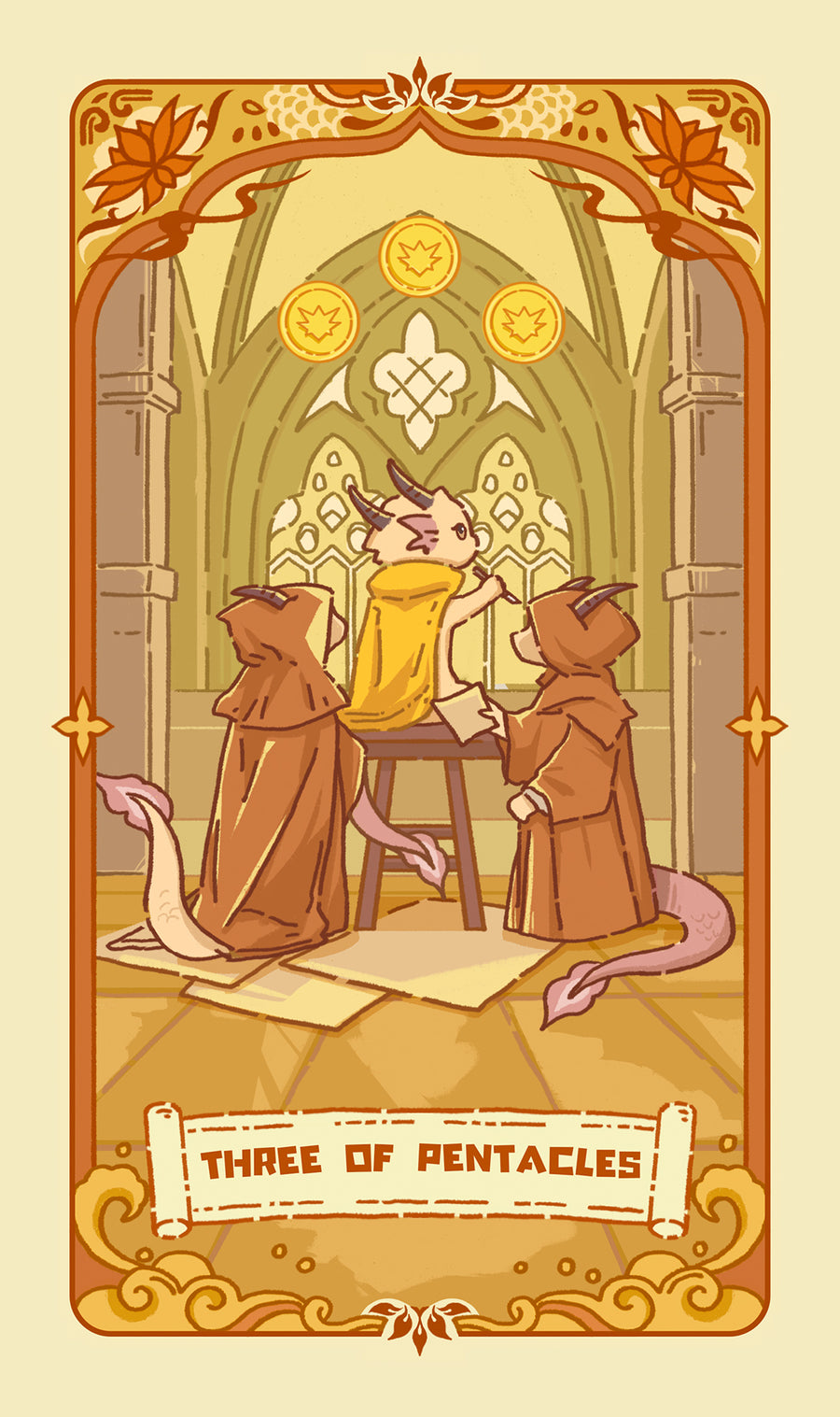 Loong's Dream Tarot – Three of Pentacles