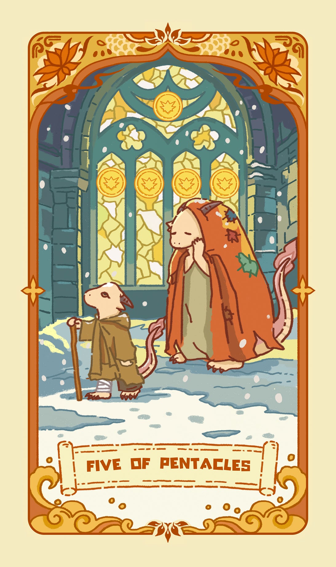 Loong's Dream Tarot – Five of Pentacles