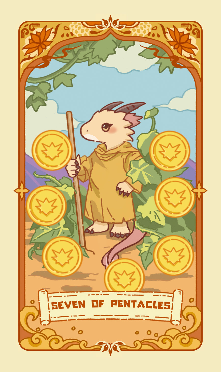 Loong's Dream Tarot – Seven of Pentacles