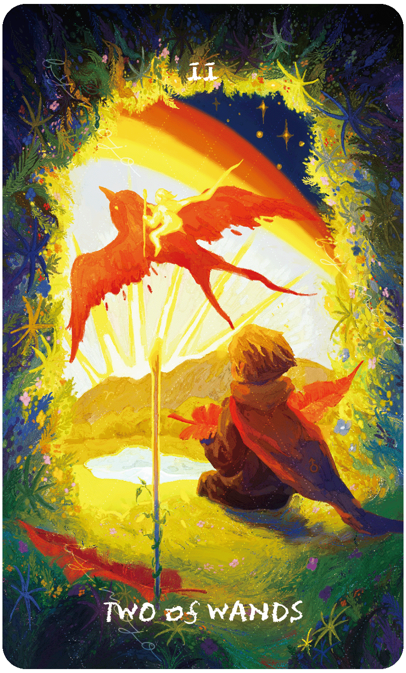 Lux & 78 Nocturnal Veils Tarot – Two of Wands