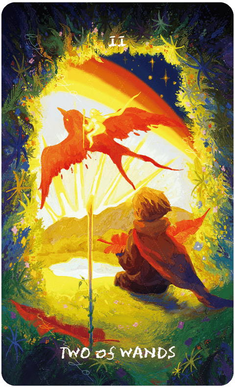 Lux & 78 Nocturnal Veils Tarot – Two of Wands