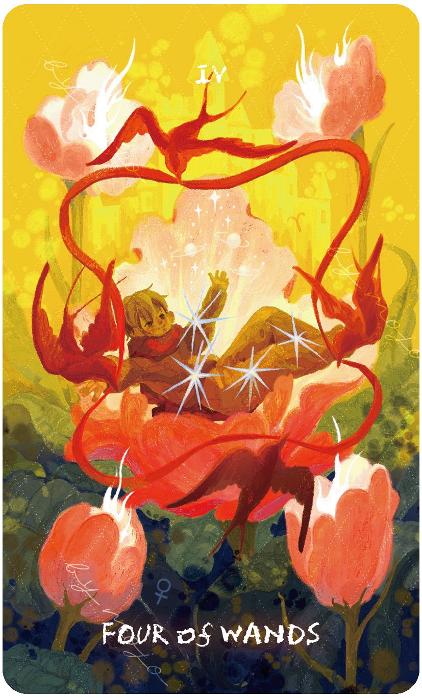 Lux & 78 Nocturnal Veils Tarot – Four of Wands
