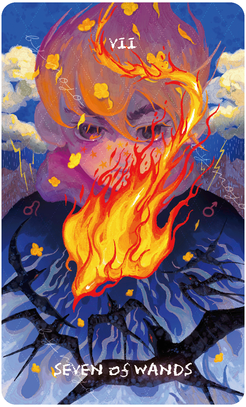 Lux & 78 Nocturnal Veils Tarot – Seven of Wands