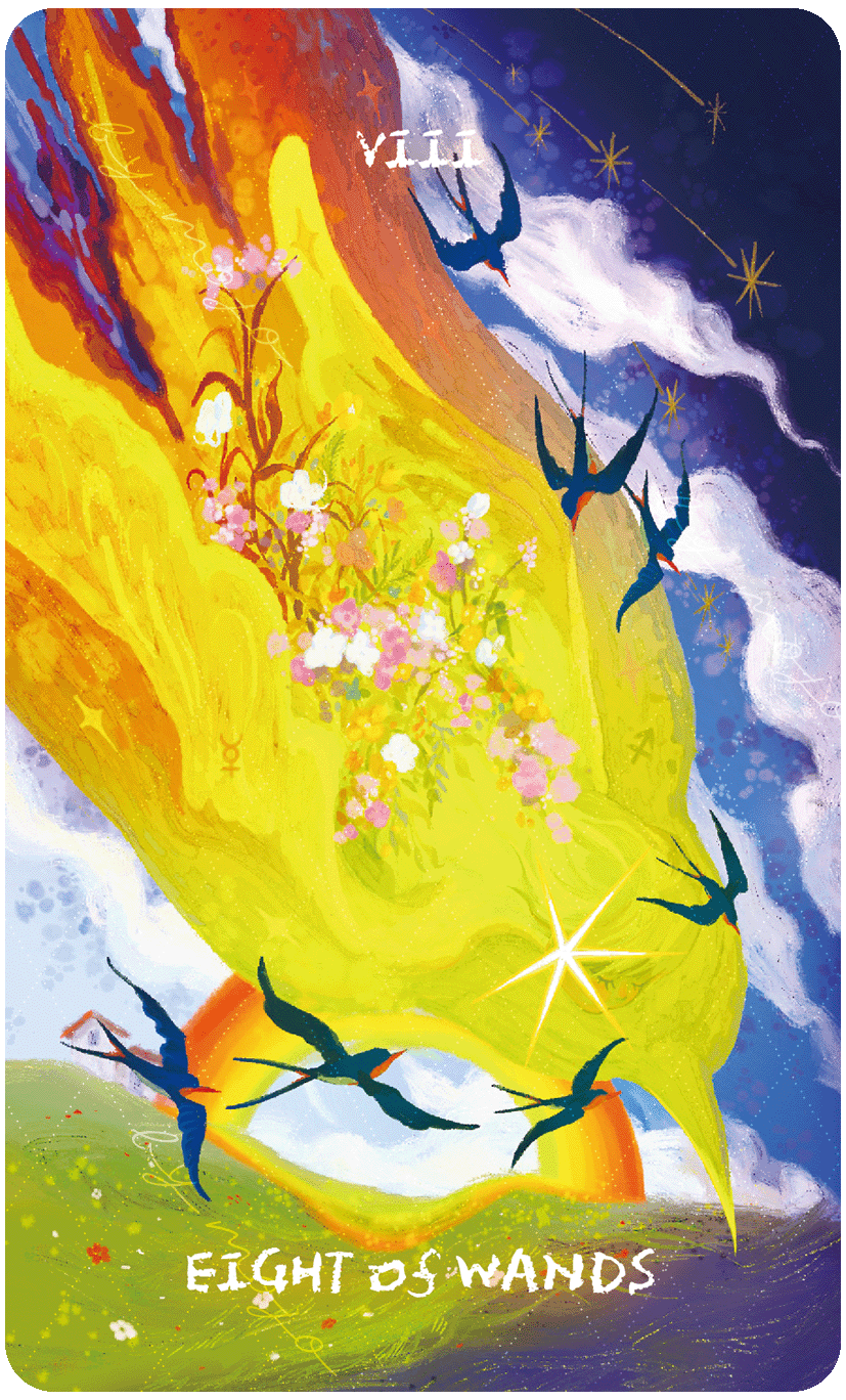 Lux & 78 Nocturnal Veils Tarot – Eight of Wands