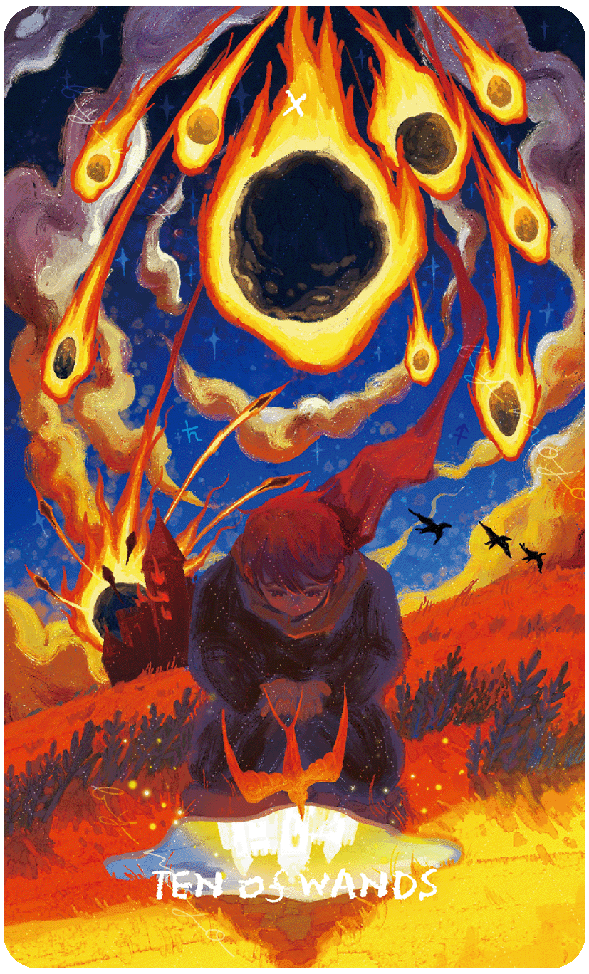 Lux & 78 Nocturnal Veils Tarot – Ten of Wands