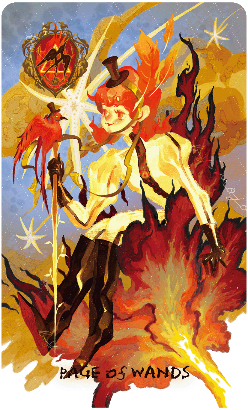 Lux & 78 Nocturnal Veils Tarot – Page of Wands