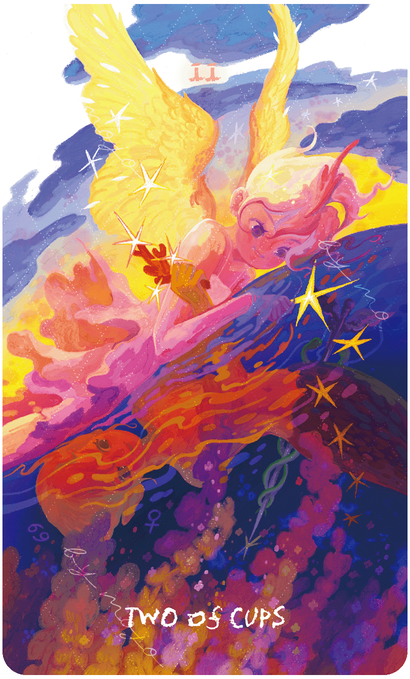 Lux & 78 Nocturnal Veils Tarot – Two of Cups