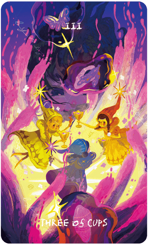 Lux & 78 Nocturnal Veils Tarot – Three of Cups