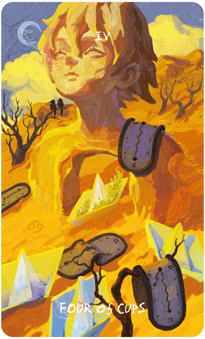 Lux & 78 Nocturnal Veils Tarot – Four of Cups