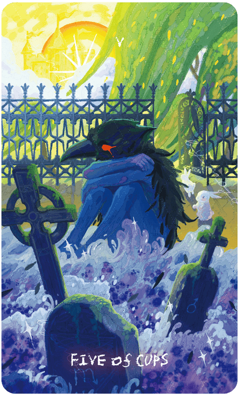 Lux & 78 Nocturnal Veils Tarot – Five of Cups