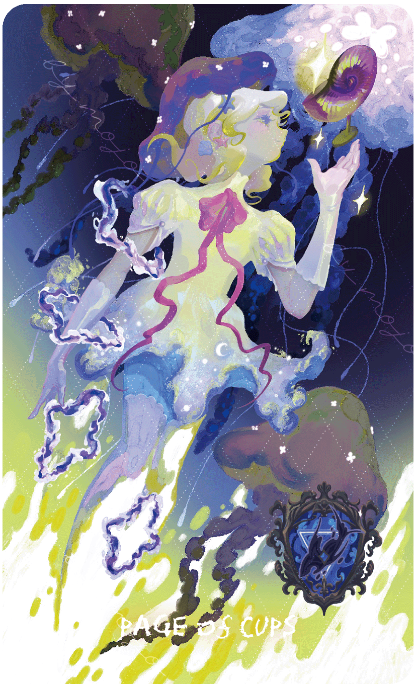 Lux & 78 Nocturnal Veils Tarot – Page of Cups
