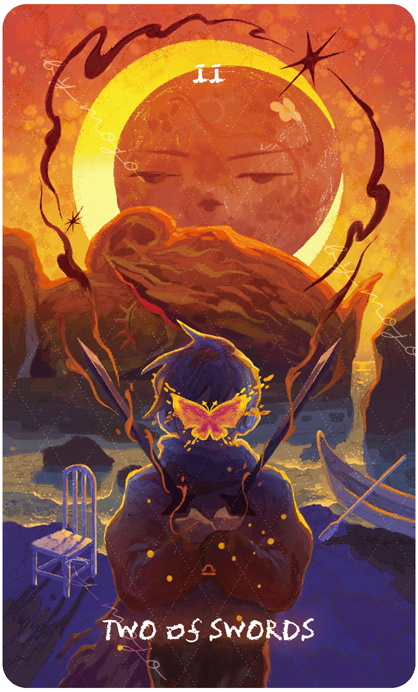 Lux & 78 Nocturnal Veils Tarot – Two of Swords