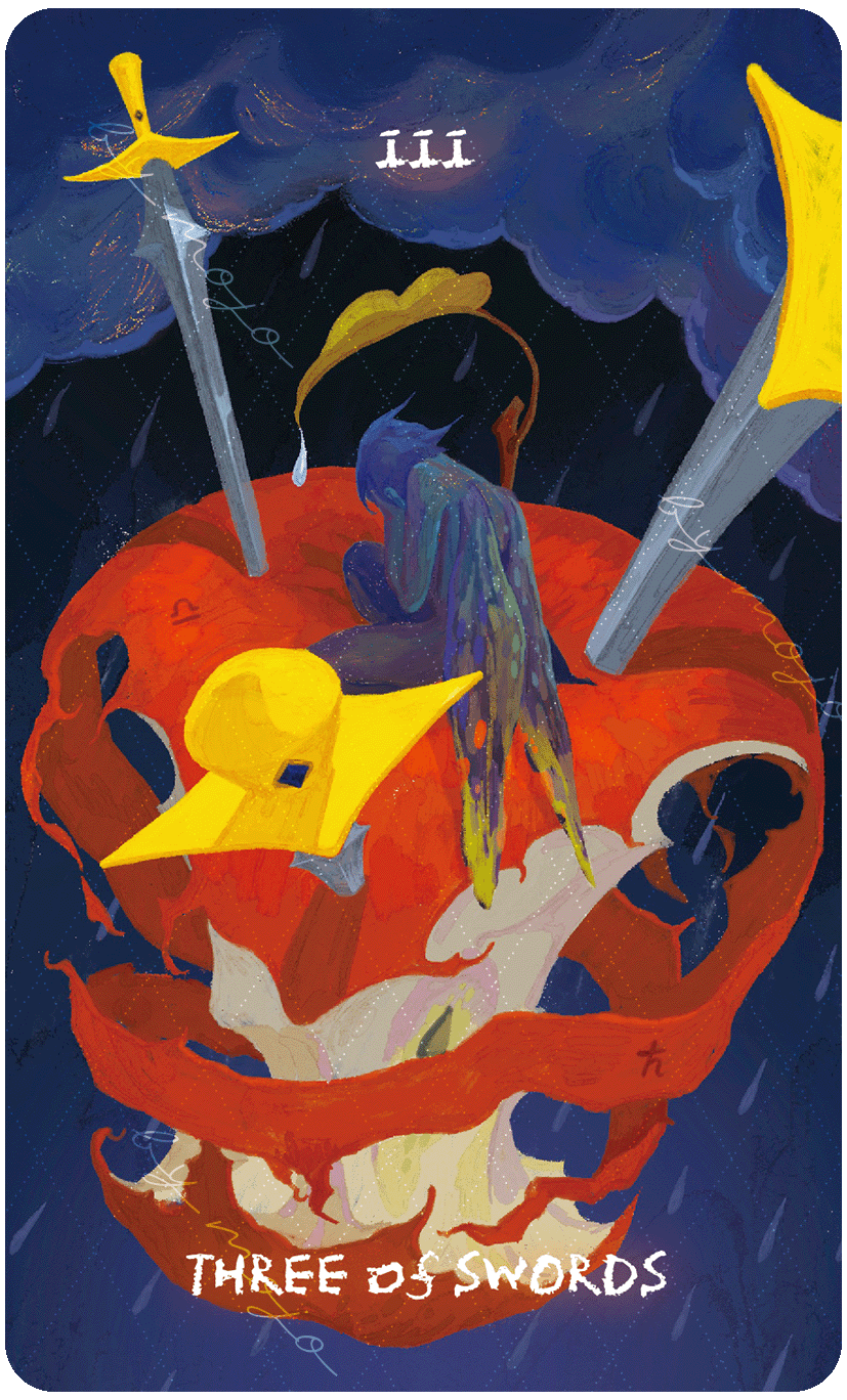 Lux & 78 Nocturnal Veils Tarot – Three of Swords
