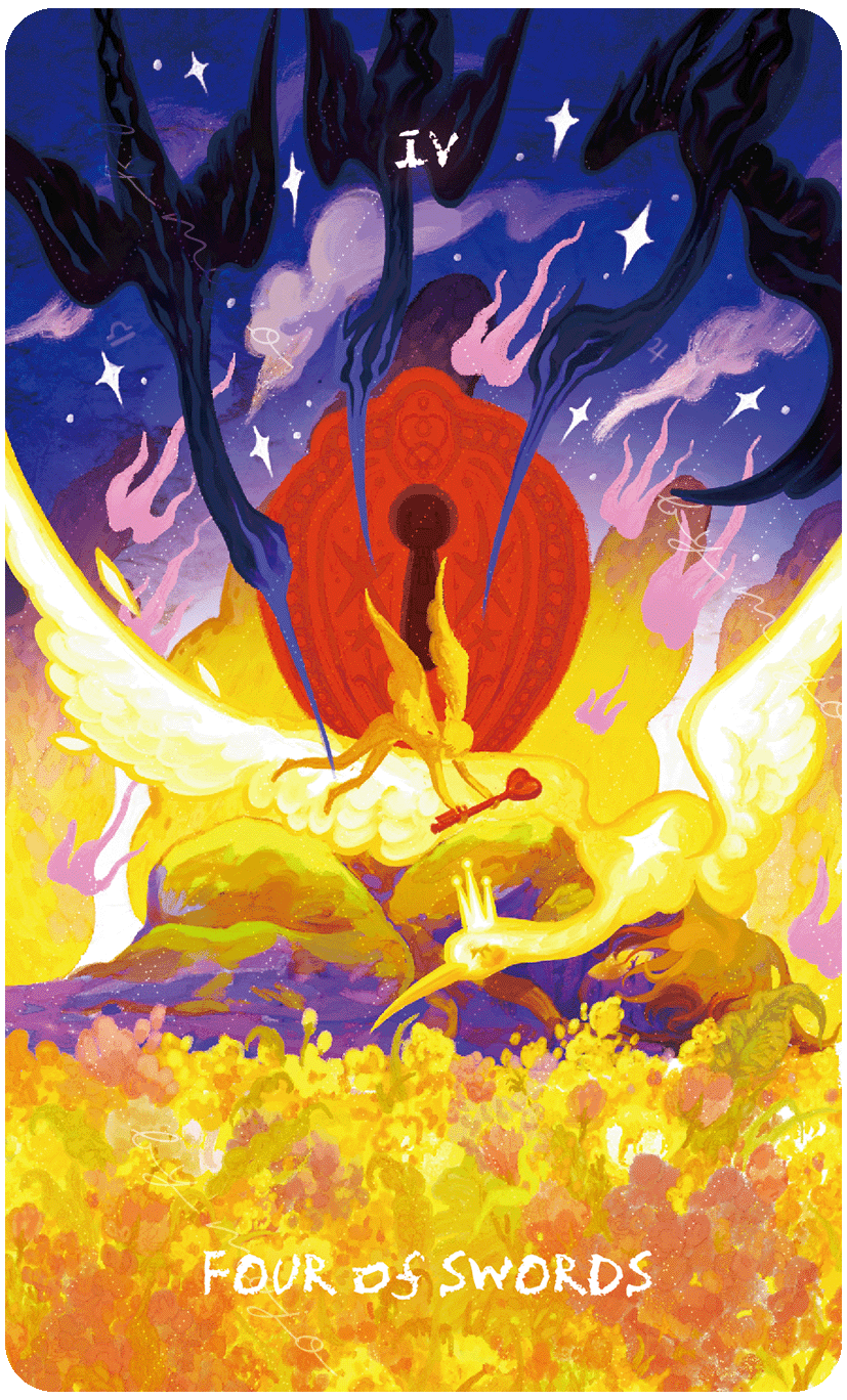 Lux & 78 Nocturnal Veils Tarot – Four of Swords