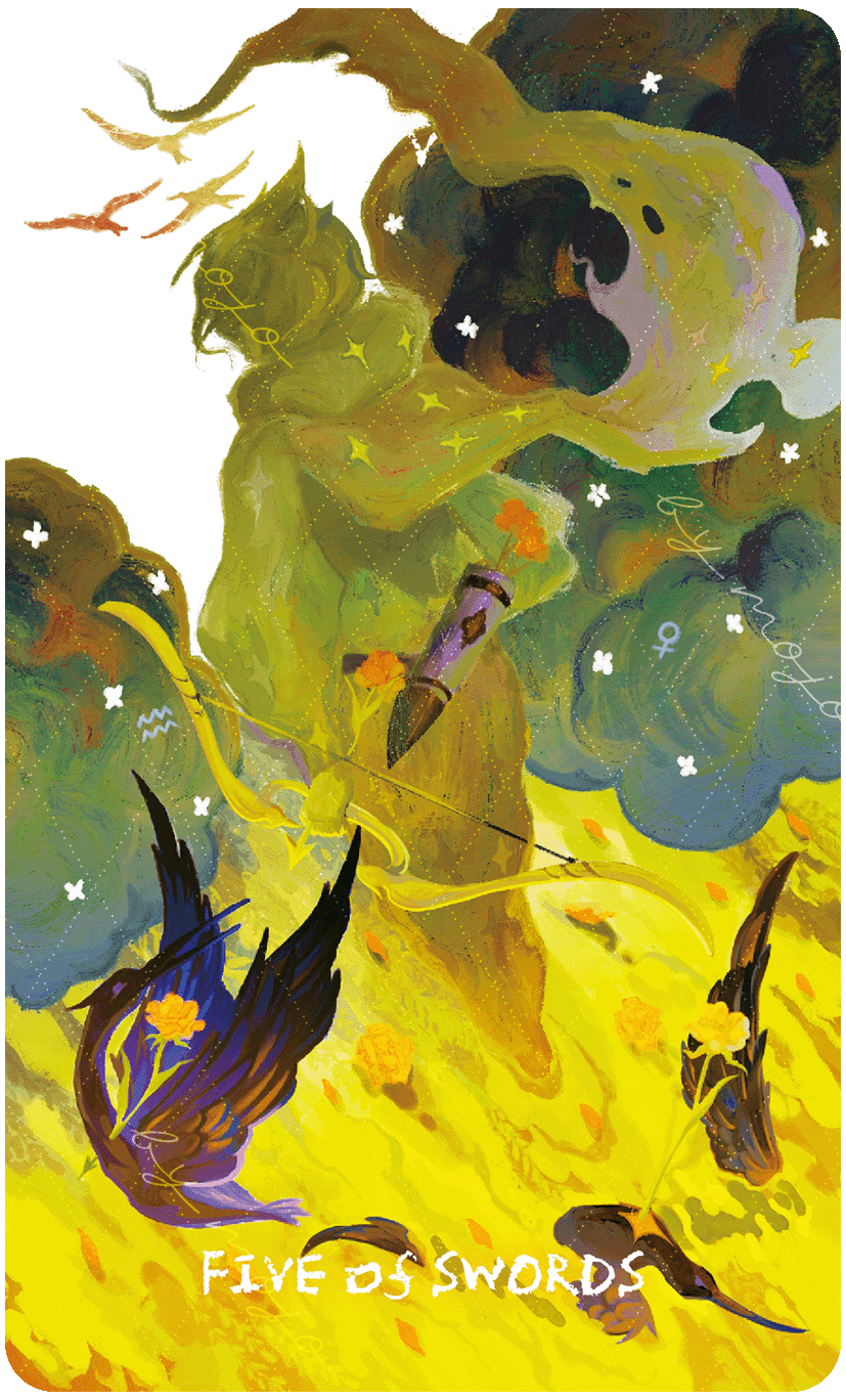 Lux & 78 Nocturnal Veils Tarot – Five of Swords