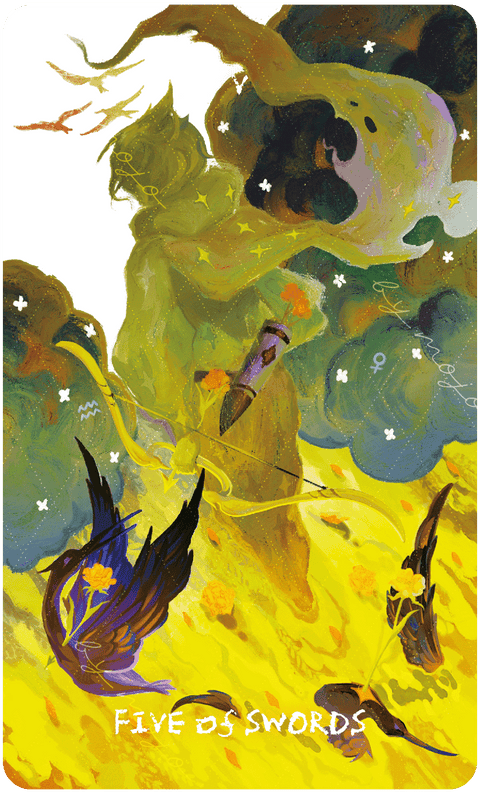 Lux & 78 Nocturnal Veils Tarot – Five of Swords