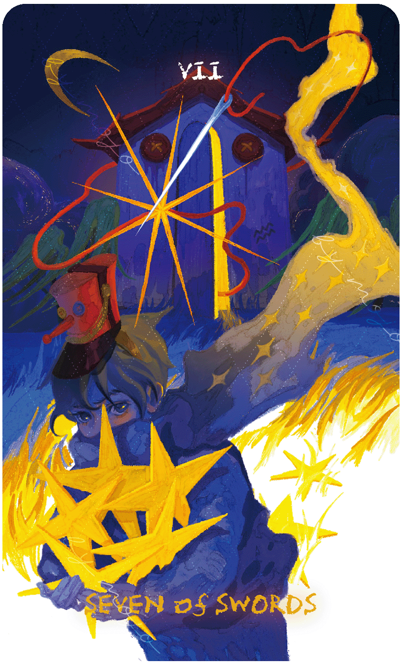 Lux & 78 Nocturnal Veils Tarot – Seven of Swords