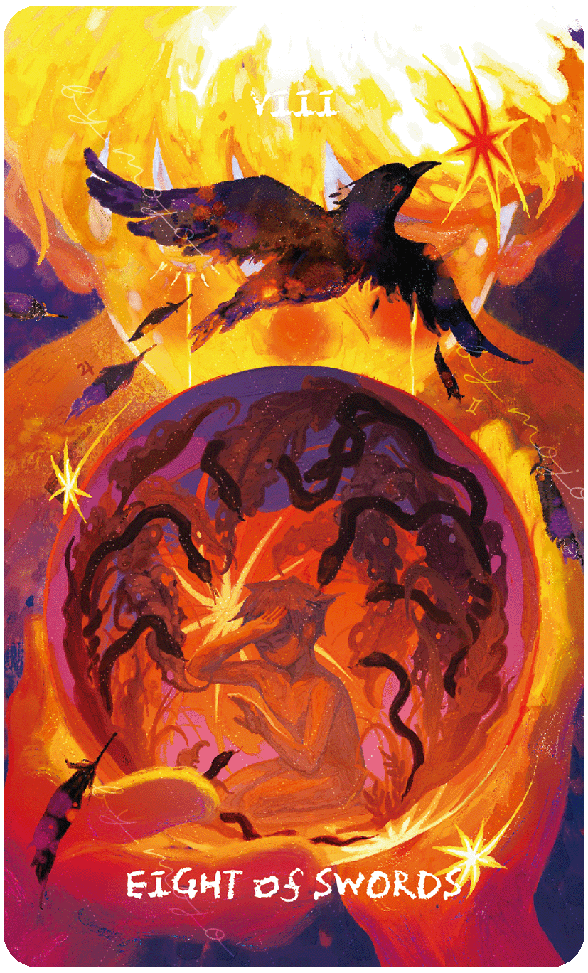 Lux & 78 Nocturnal Veils Tarot – Eight of Swords