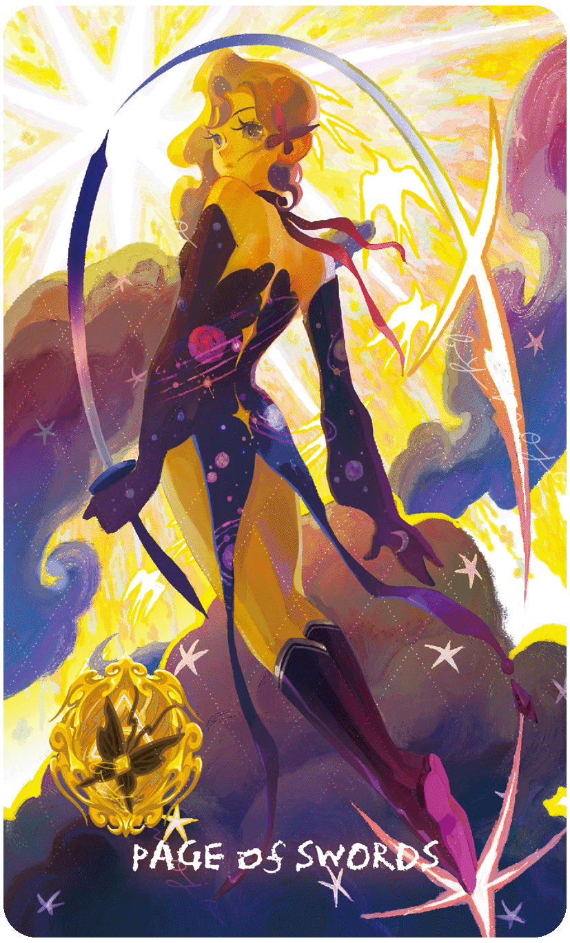 Lux & 78 Nocturnal Veils Tarot – Page of Swords