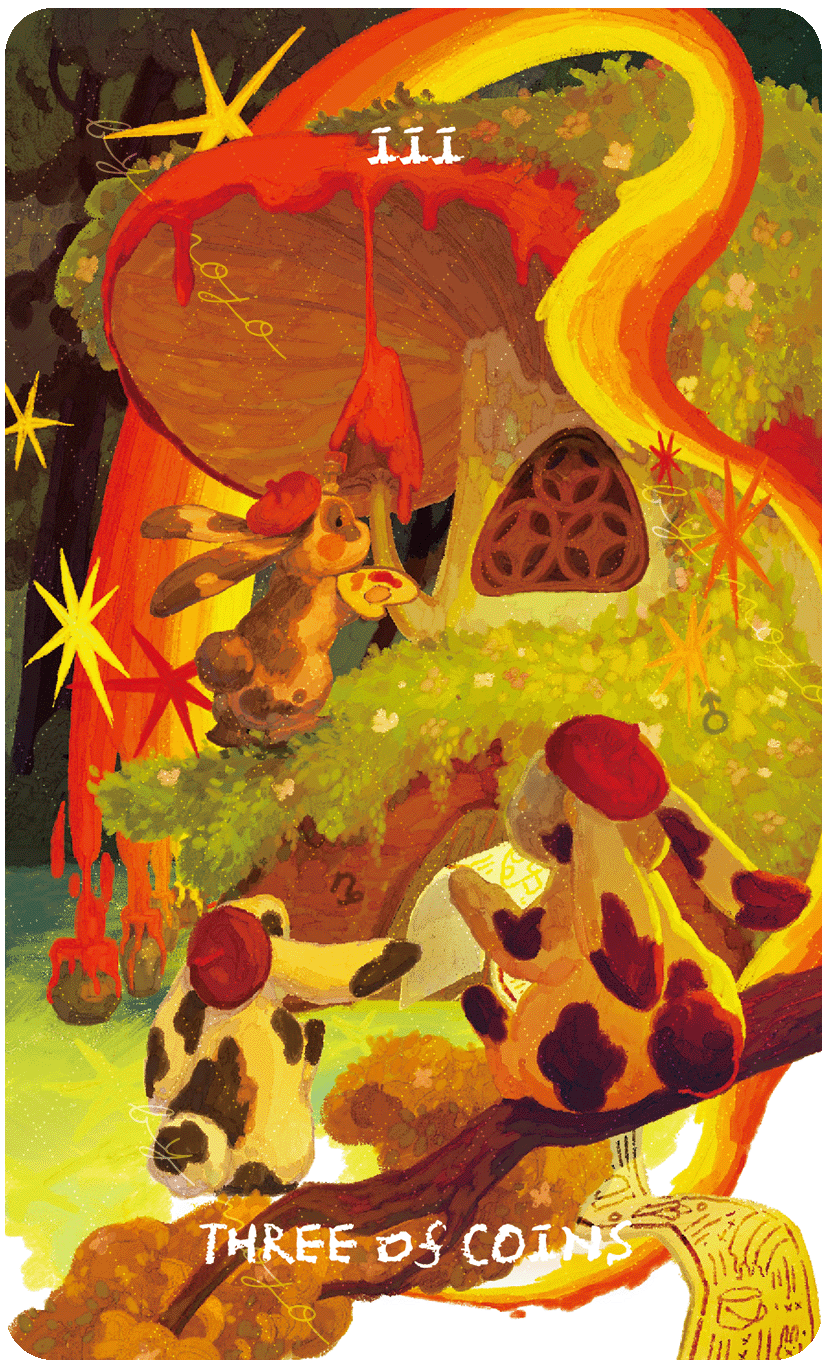 Lux & 78 Nocturnal Veils Tarot – Three of Coins