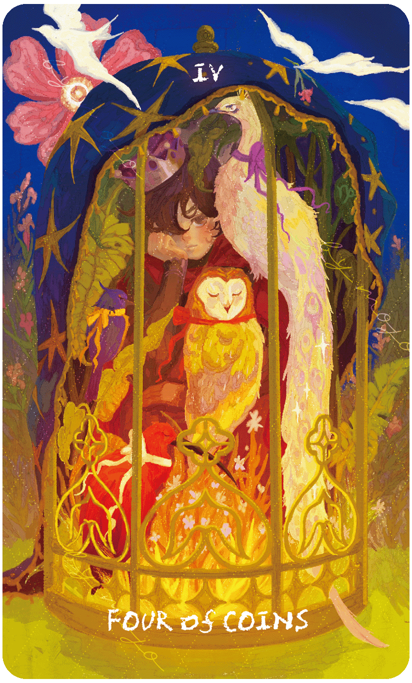 Lux & 78 Nocturnal Veils Tarot – Four of Coins