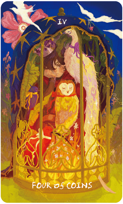 Lux & 78 Nocturnal Veils Tarot – Four of Coins