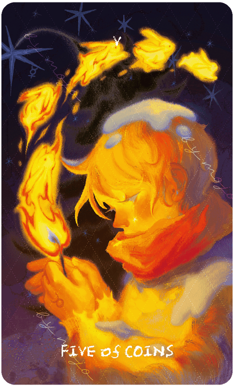 Lux & 78 Nocturnal Veils Tarot – Five of Coins