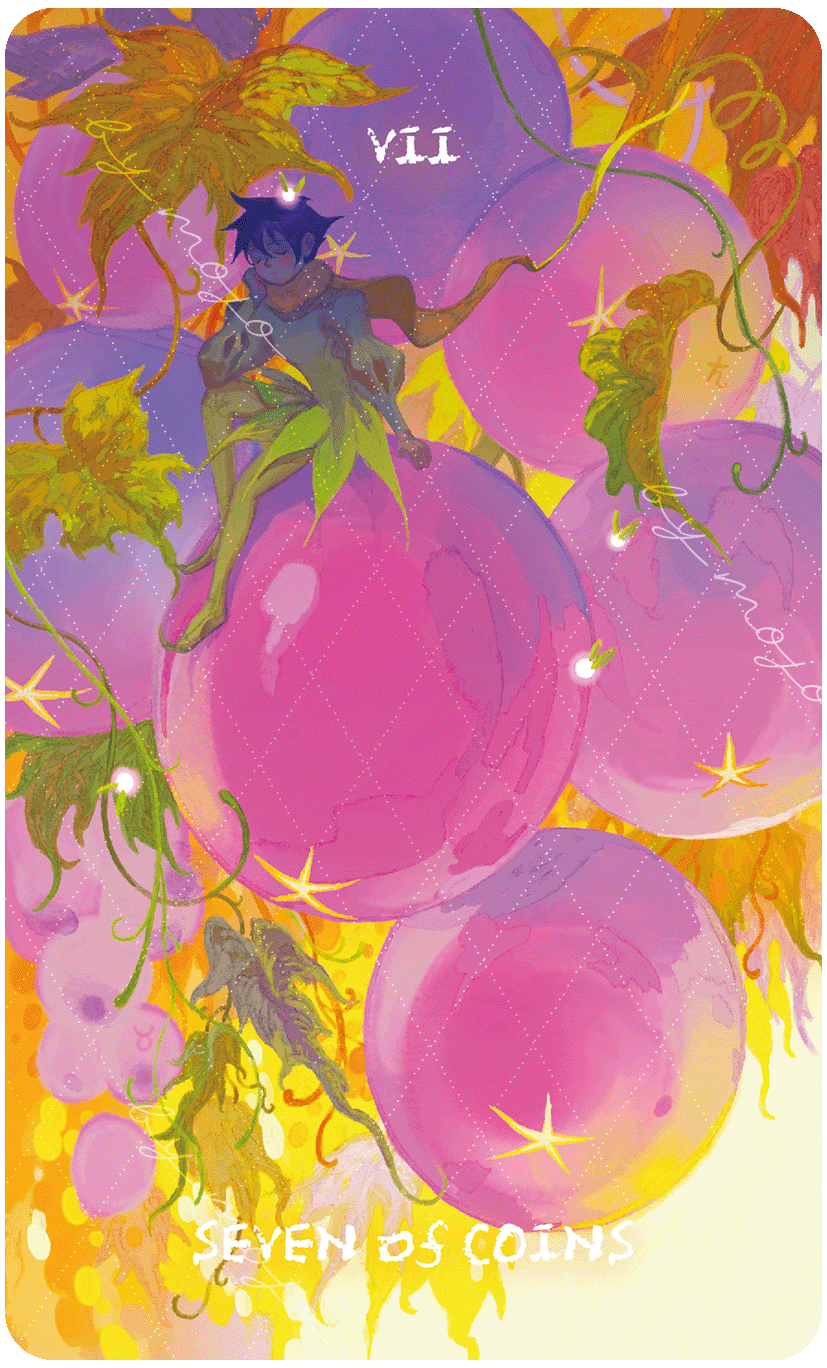 Lux & 78 Nocturnal Veils Tarot – Seven of Coins