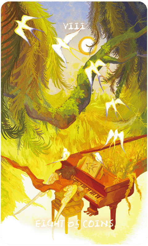 Lux & 78 Nocturnal Veils Tarot – Eight of Coins