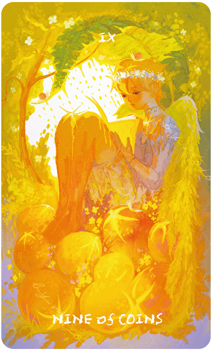 Lux & 78 Nocturnal Veils Tarot – Nine of Coins