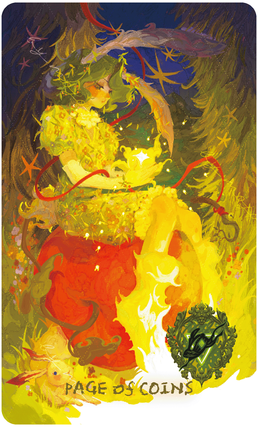 Lux & 78 Nocturnal Veils Tarot – Page of Coins