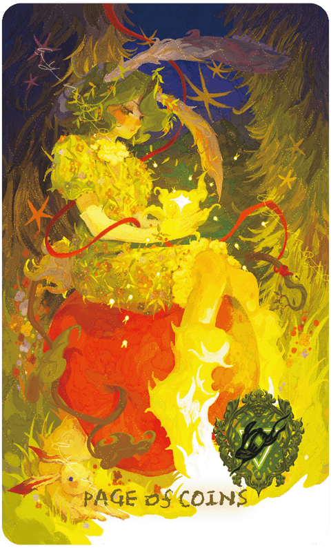 Lux & 78 Nocturnal Veils Tarot – Page of Coins