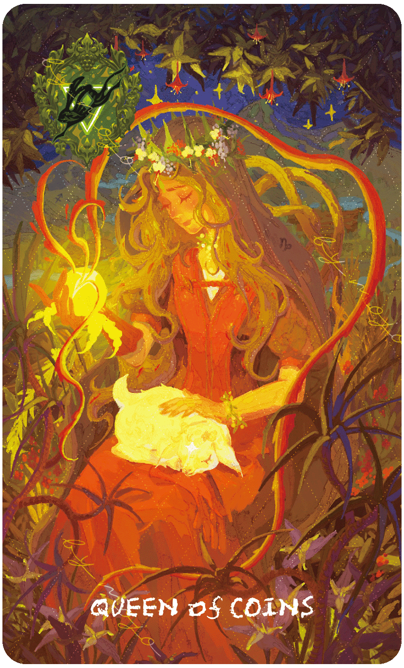 Lux & 78 Nocturnal Veils Tarot – Queen of Coins