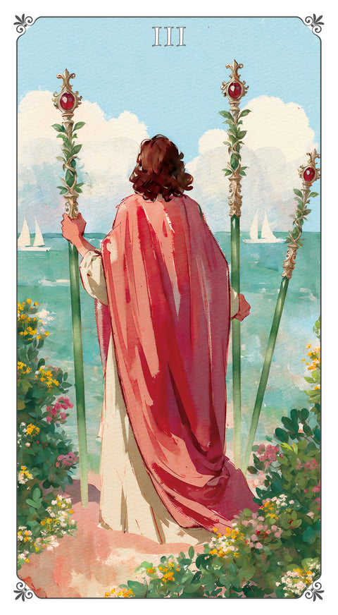 Magna Bloom Tarot – Three of Wands
