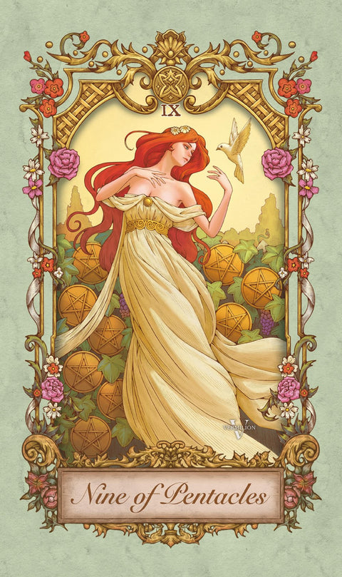 Medieval Secrets Tarot – Nine of Pentacles