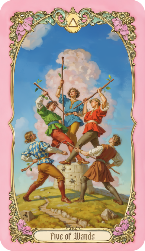 Renaissance Fantasy Tarot – Five of Wands